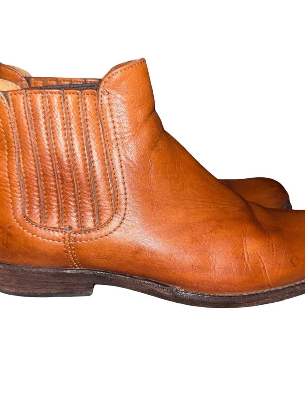 Frye Size 8.5 Cognac Leather Chelsea Ankle Boots Western Minimalist boho - Picture 5 of 8